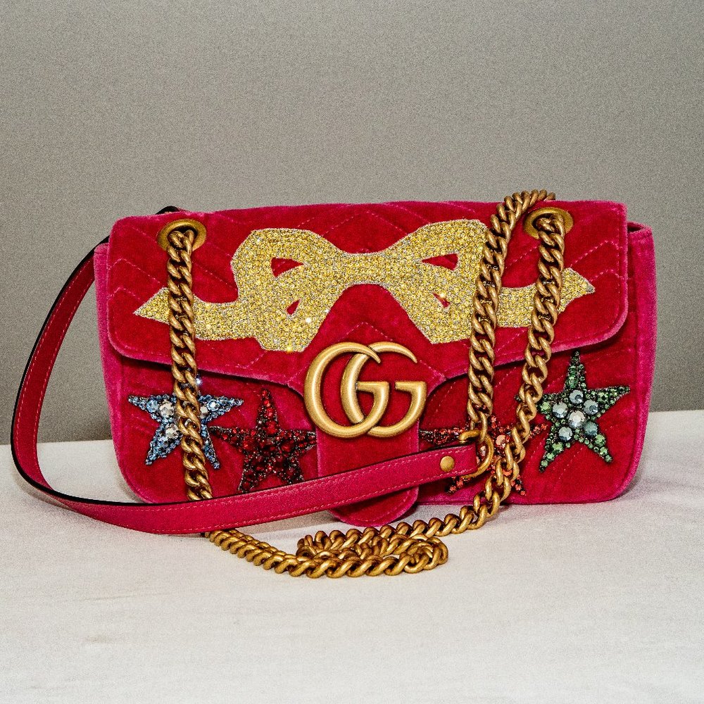 Gucci  GG Marmont Velvet  Ribbon and Stars